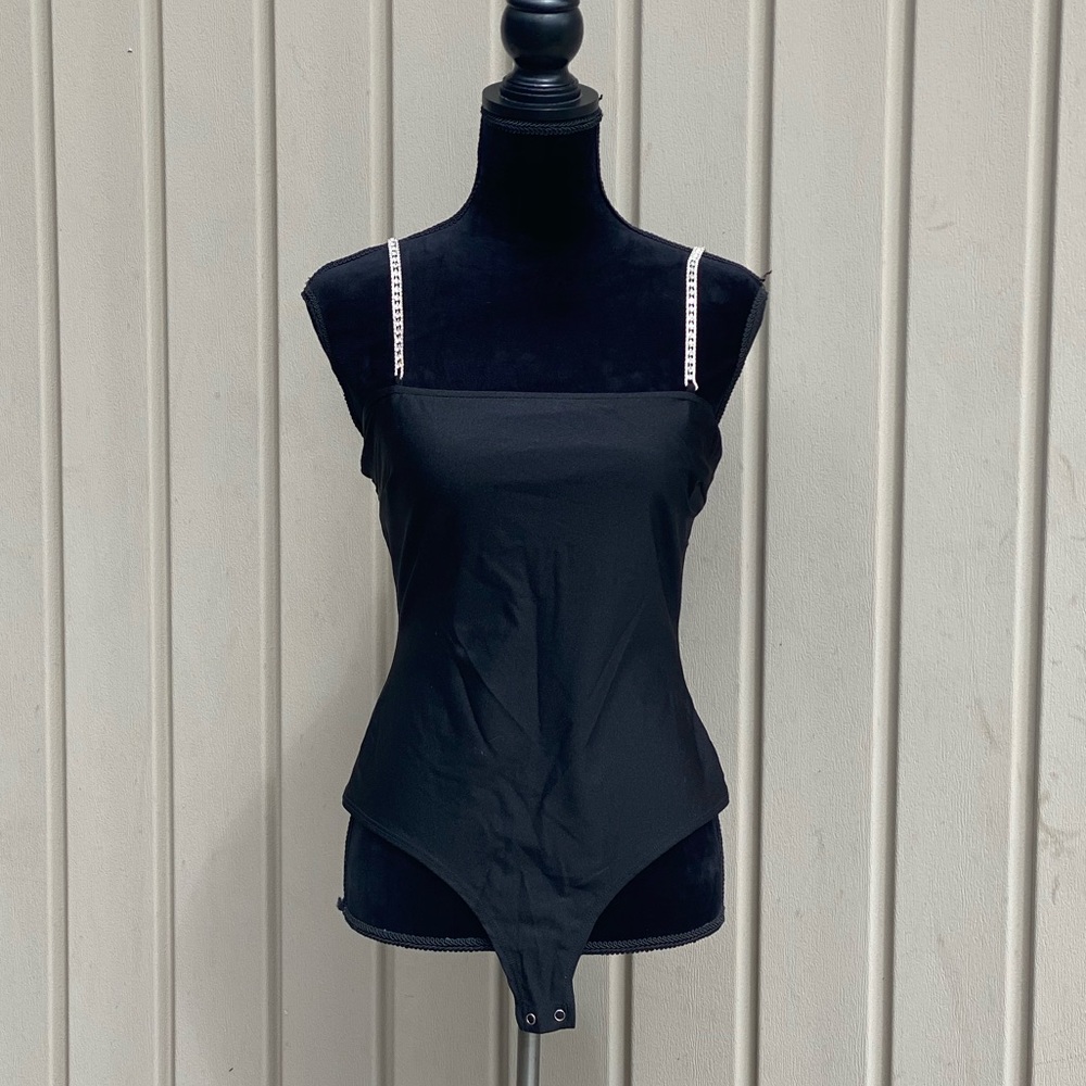 NWOT Black Onesie w/ Bling Straps